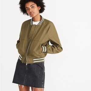 Madewell Varsity Bomber Jacket Army Green
